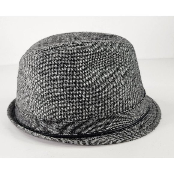 Womens Fedora Hat L/XL Gray Black Short Brim Classic Grandpa Core Unisex - Picture 6 of 12